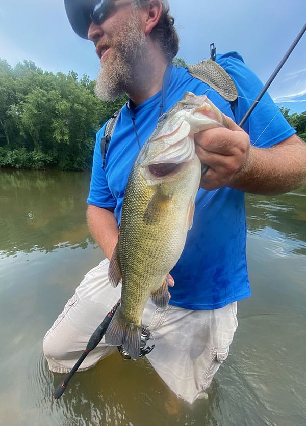 Photo of a big Flint River shoal bass.