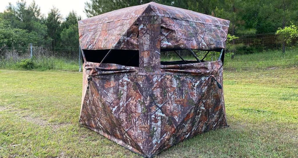 Outside view of the front of the TideWe hunting blind.