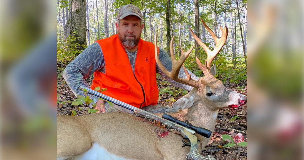 Tyler Farmer with a great private land buck taken during Georgia's primitive weapons season.