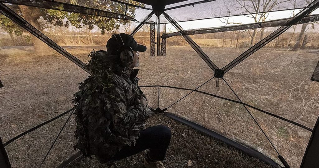 Unique view from inside a see-through hunting blind.