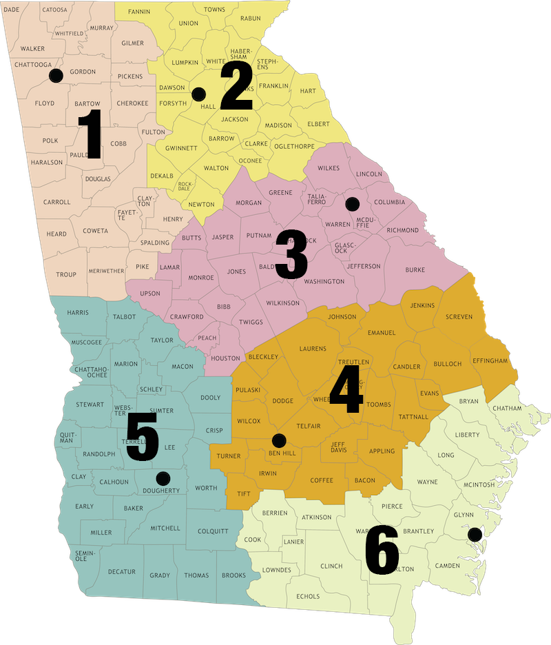 Map of Georgia's DNR Regions.