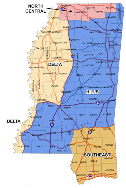 Map of Mississippi's deer management units.